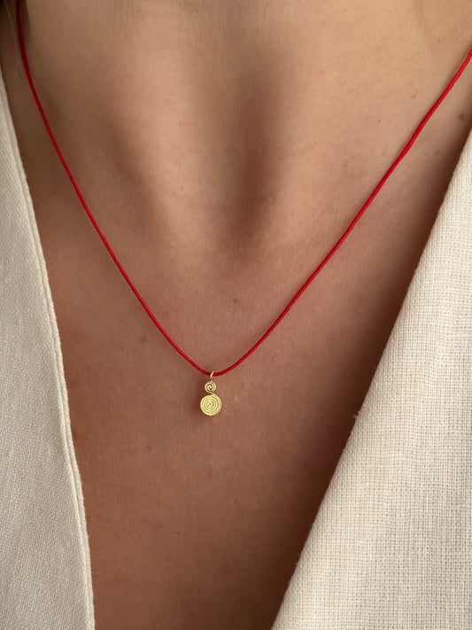 Spiral red cord necklace