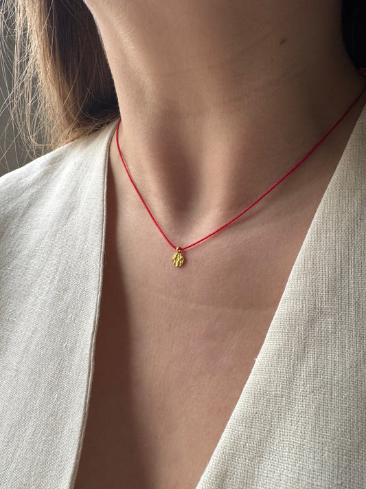 Round Charm Red String Necklace