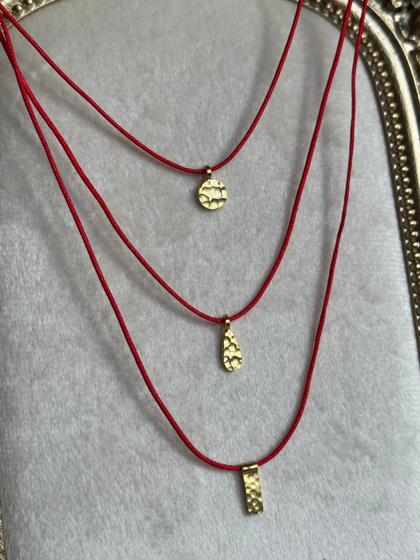 Round Charm Red String Necklace