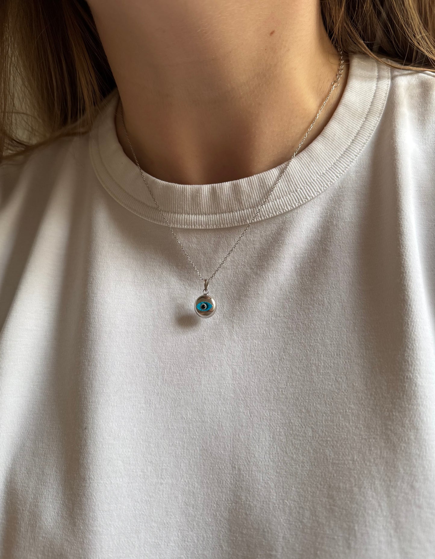 Round Evil Eye glass necklace