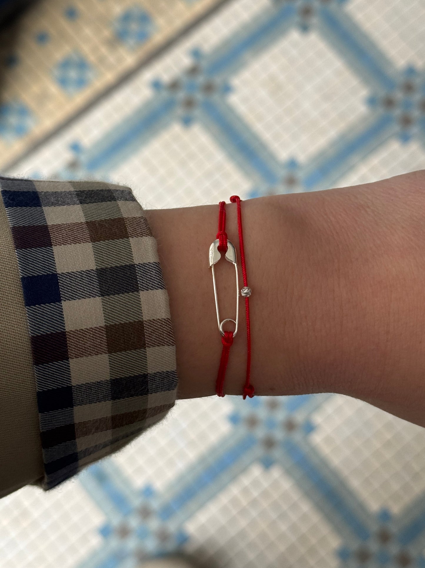 Safety pin red string bracelet
