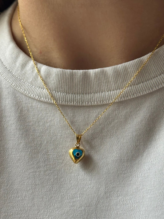 Heart evil eye necklace