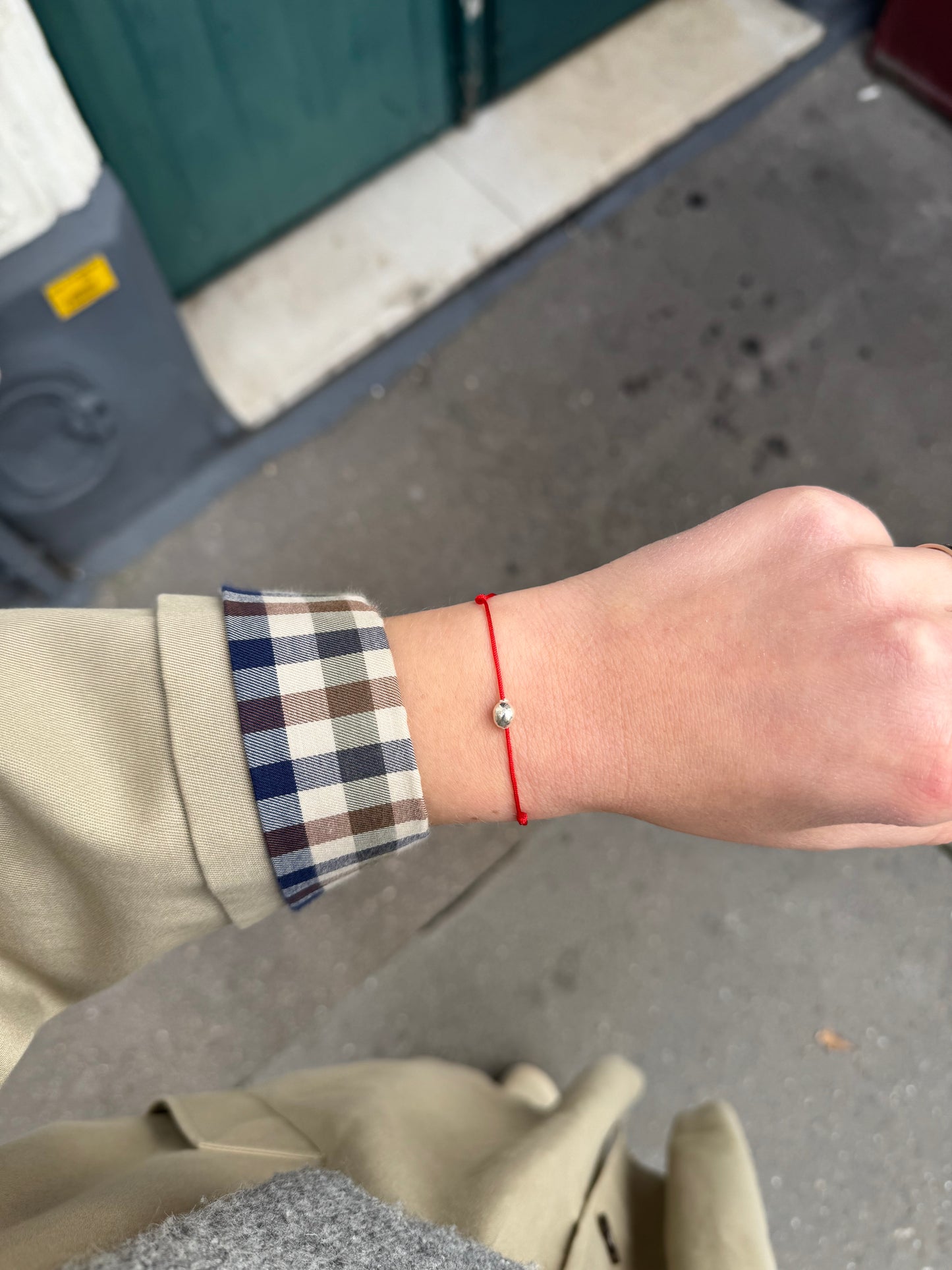 Red String Bracelet – 925 Sterling Silver Nugget Charm