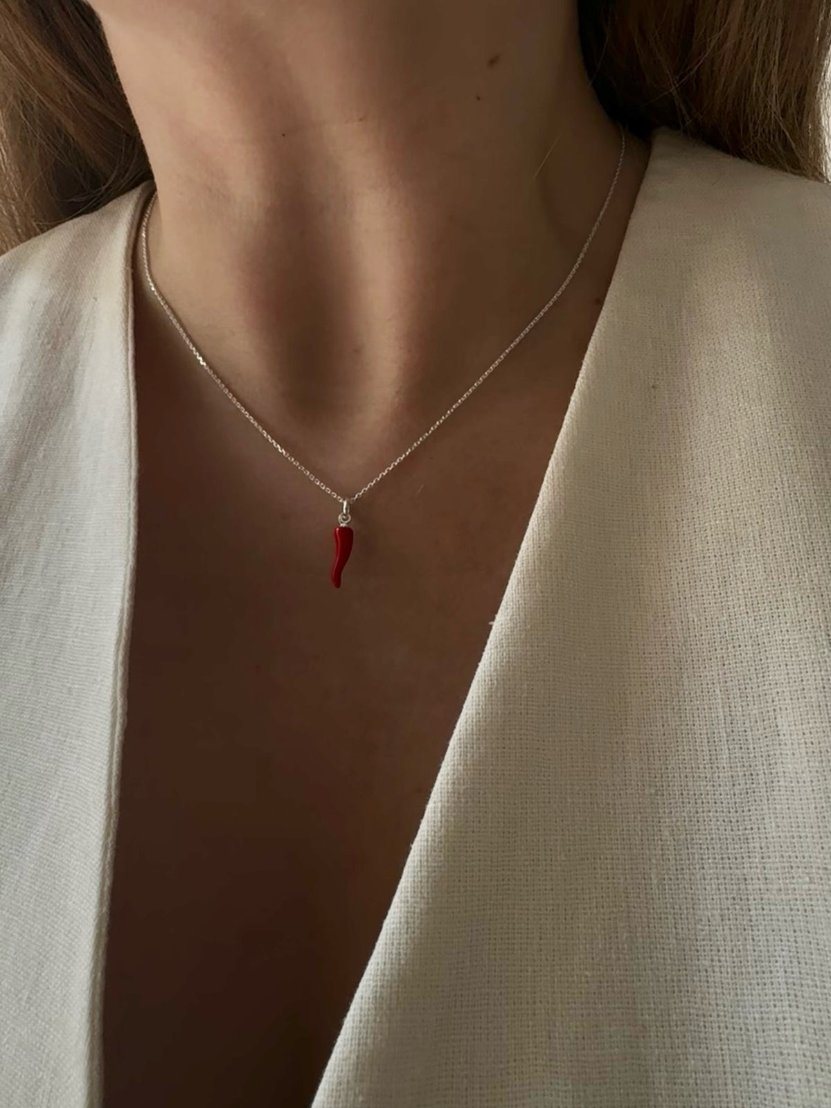 Red Chili Pepper Necklace – 925 Sterling Silver Cornicello Charm