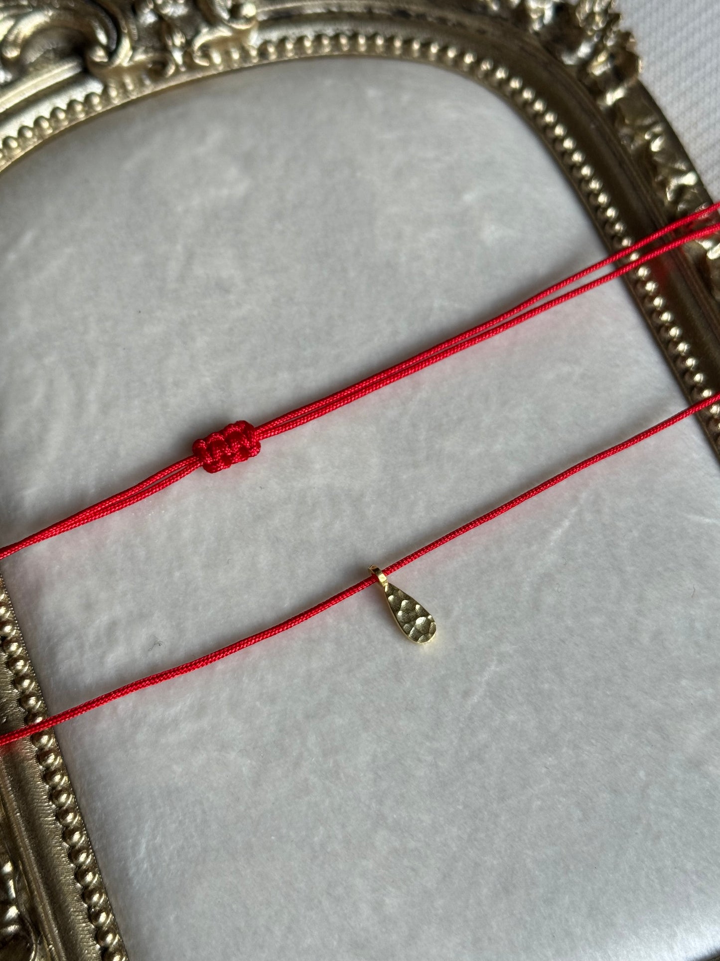 Raindrop Charm Red String Necklace