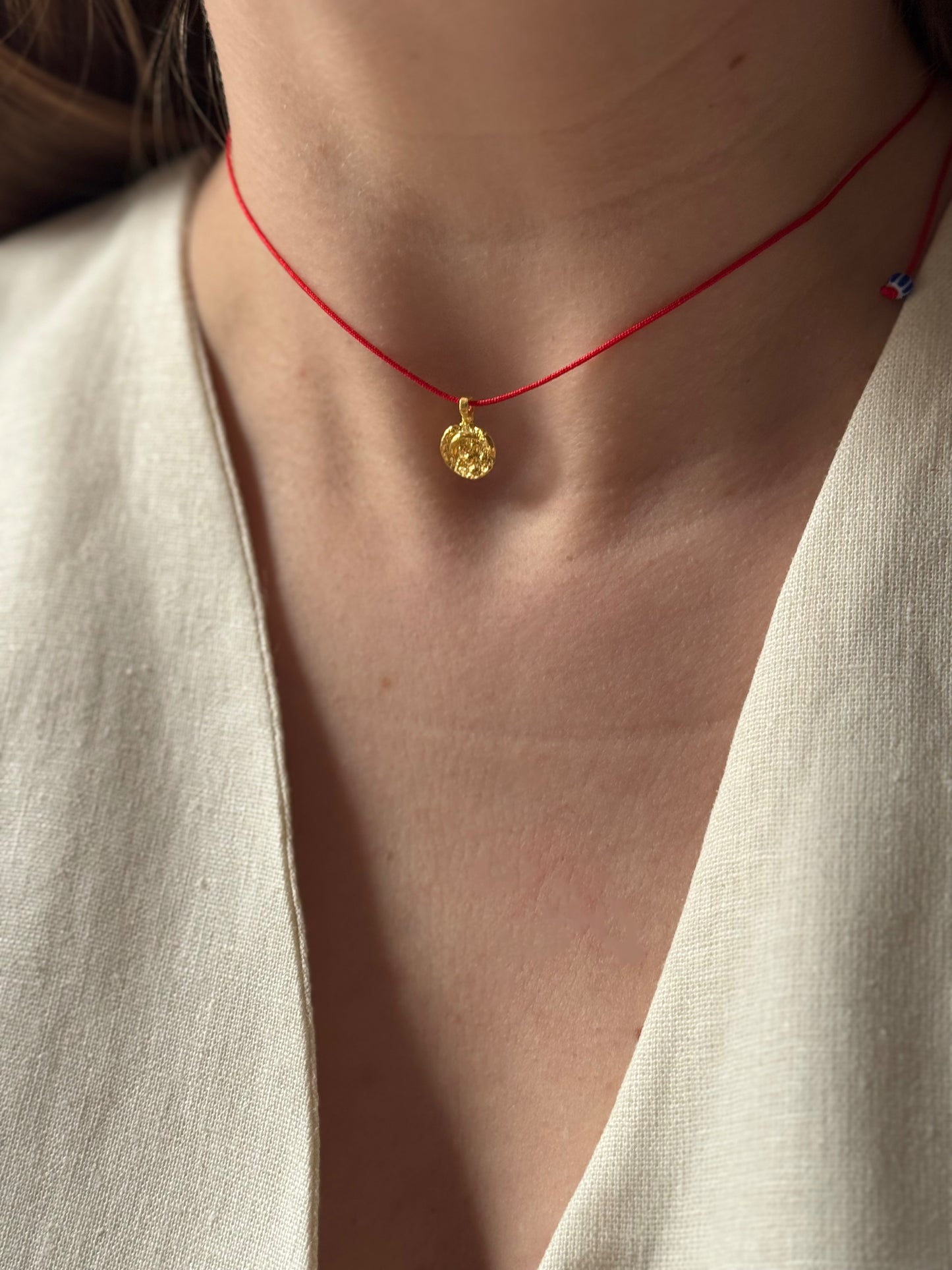 Sun, Eye & Moon Red String Necklace