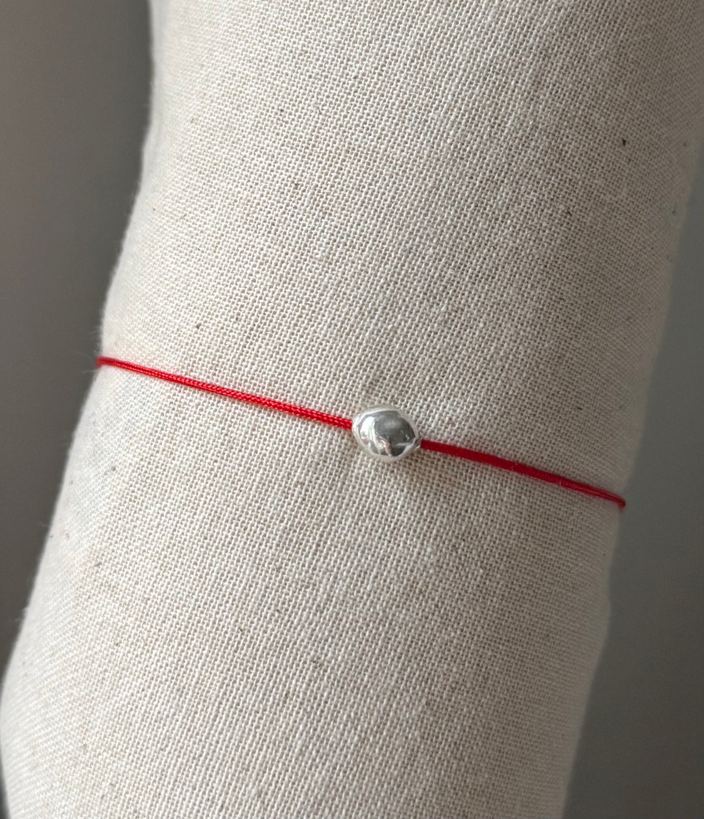 Red String Bracelet – 925 Sterling Silver Nugget Charm