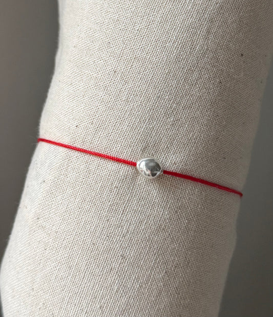 Red String Bracelet – 925 Sterling Silver Nugget Charm