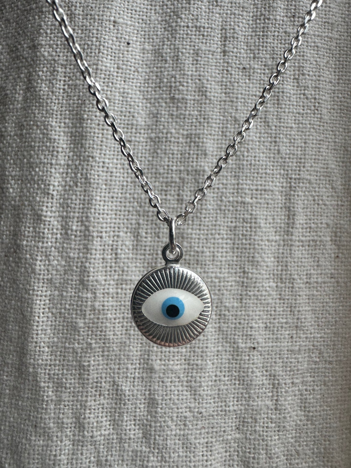 Sterling silver evil eye medallion
