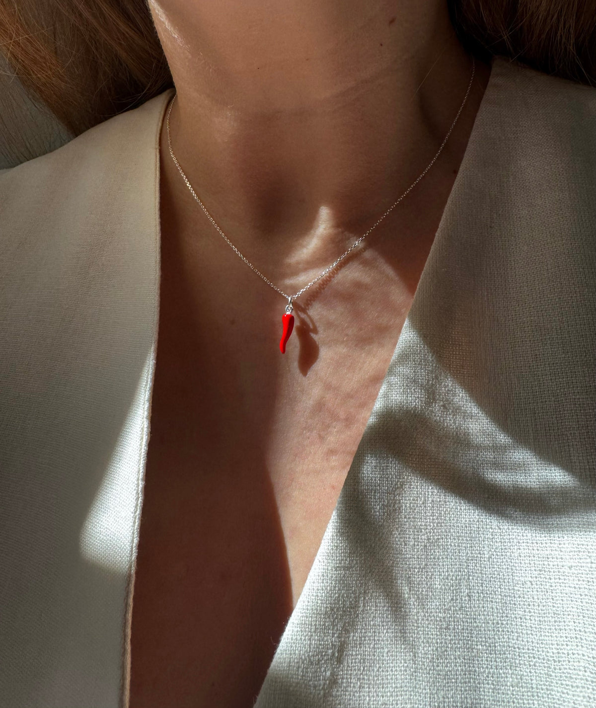 Red Chili Pepper Necklace – 925 Sterling Silver Cornicello Charm