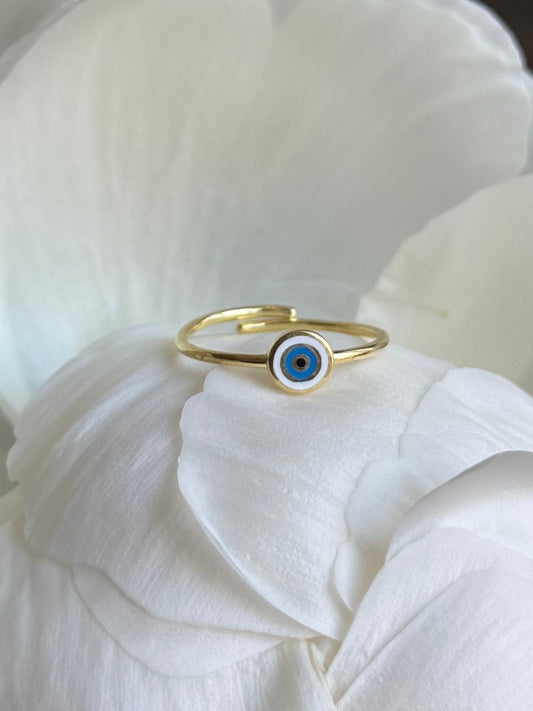 Minimal evil eye ring