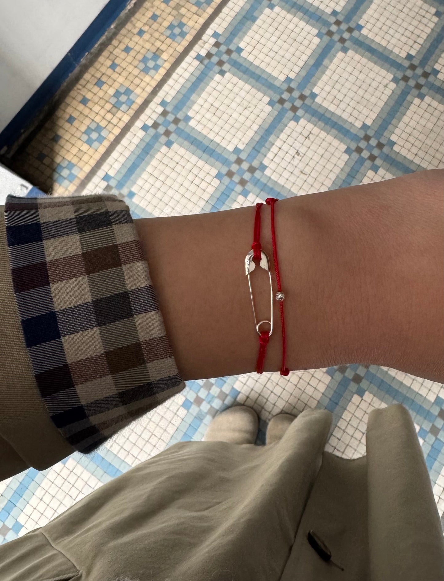 Safety pin red string bracelet