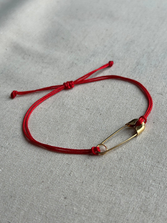 Safety pin red string bracelet