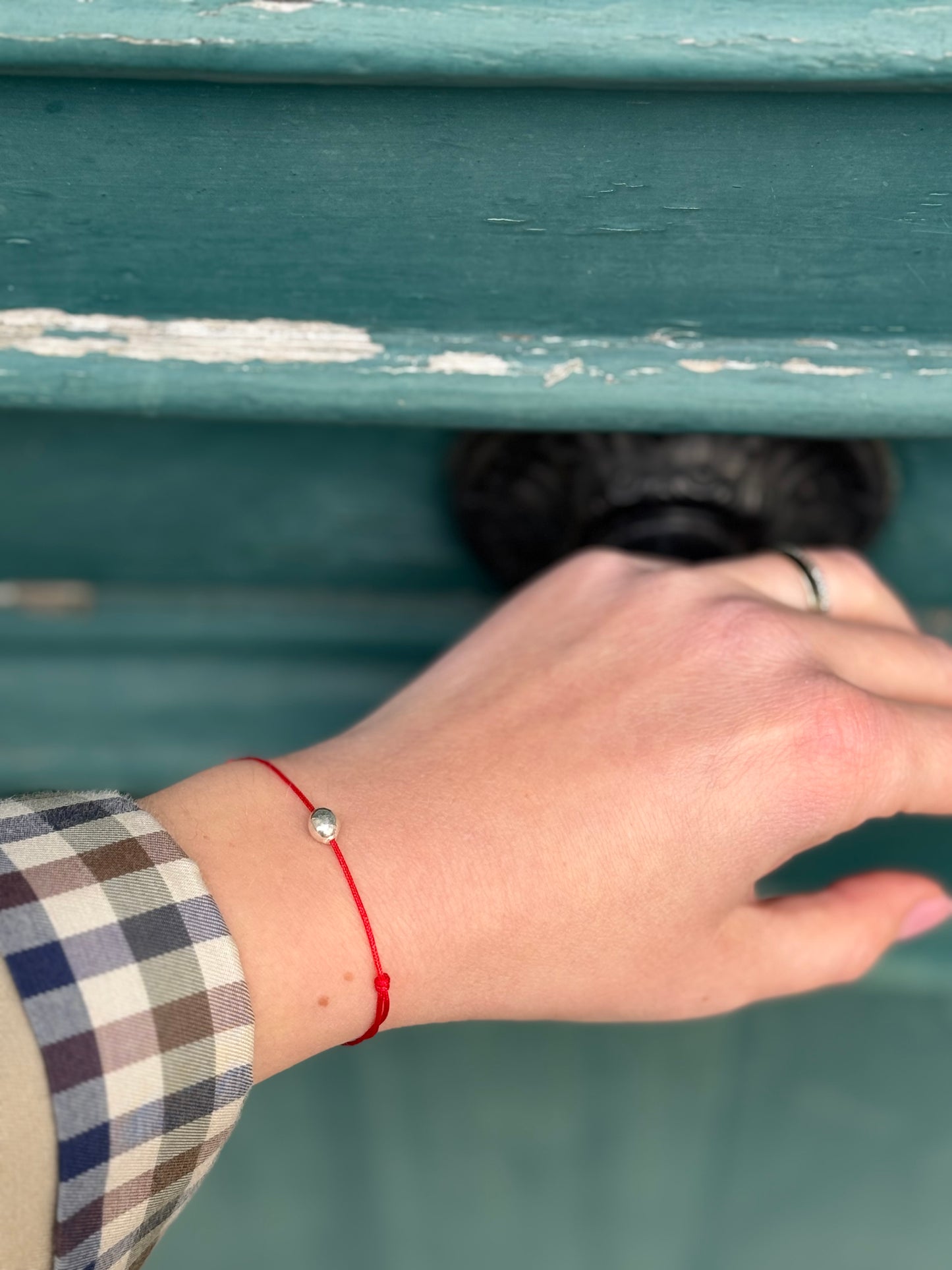Red String Bracelet – 925 Sterling Silver Nugget Charm
