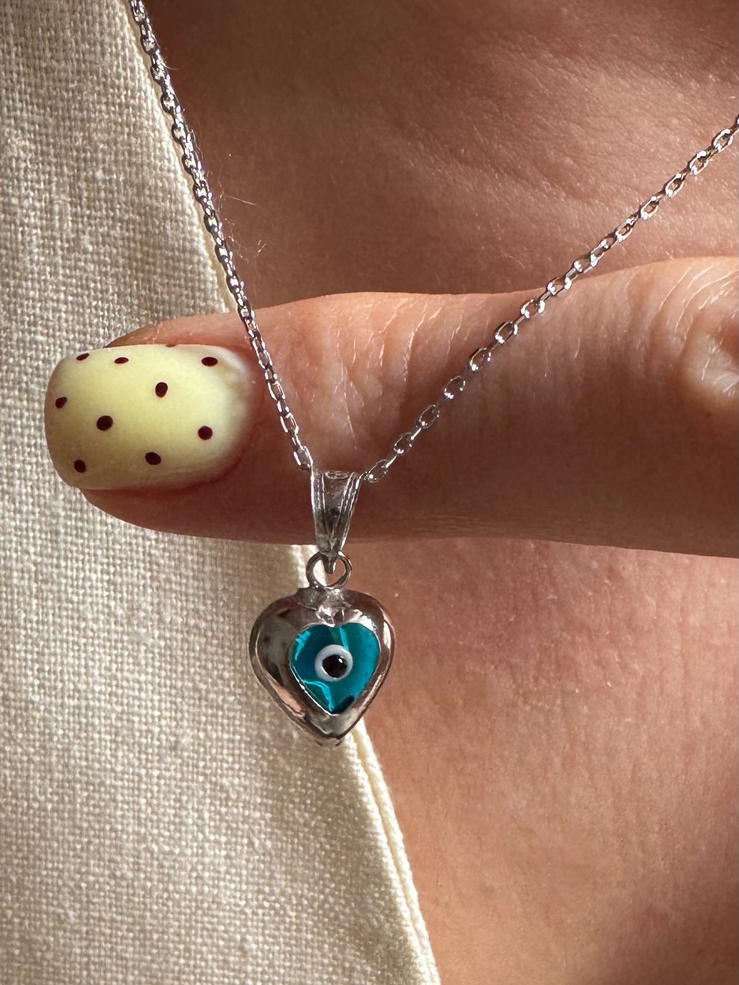 Heart evil eye necklace