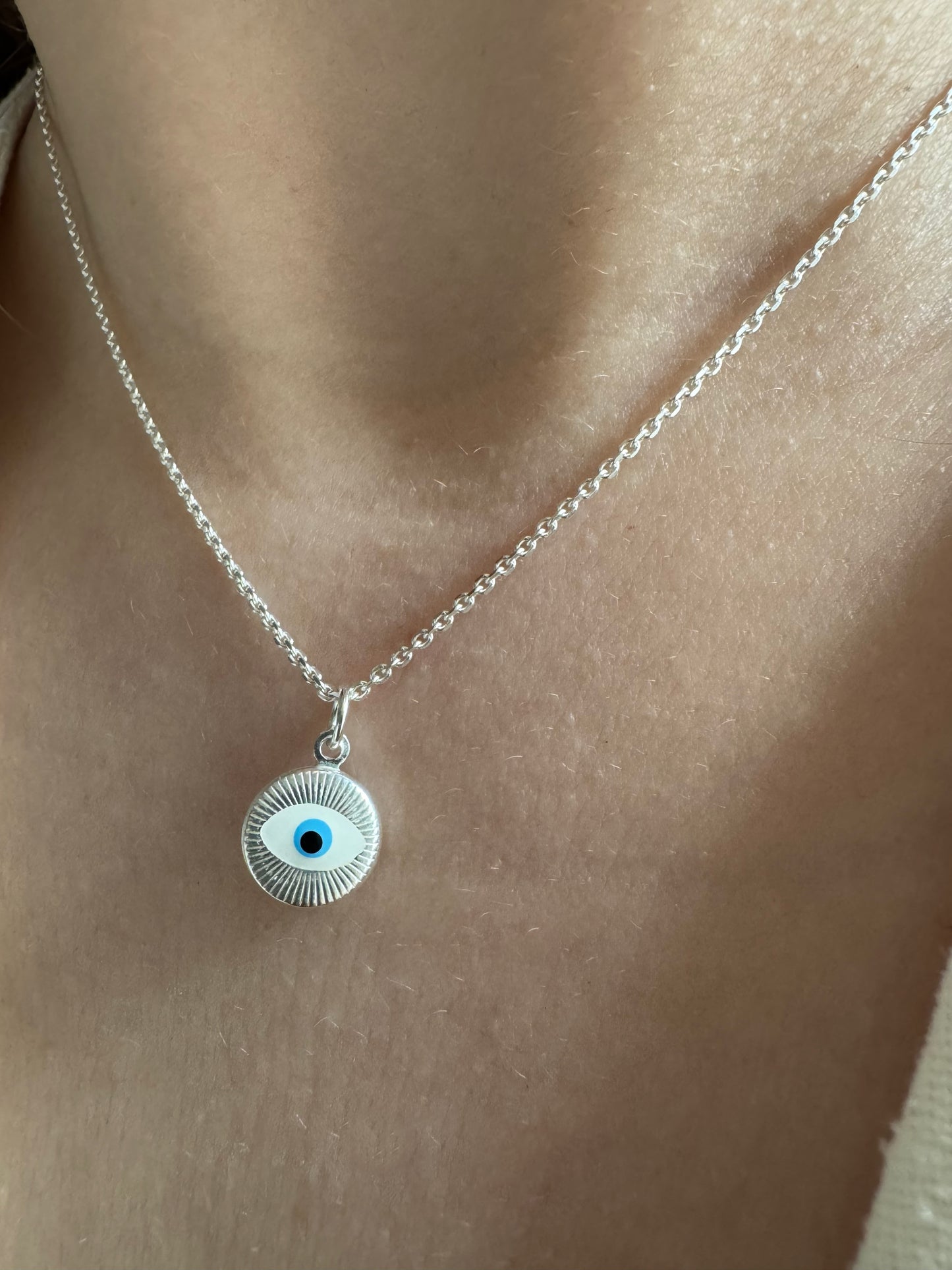 Sterling silver evil eye medallion