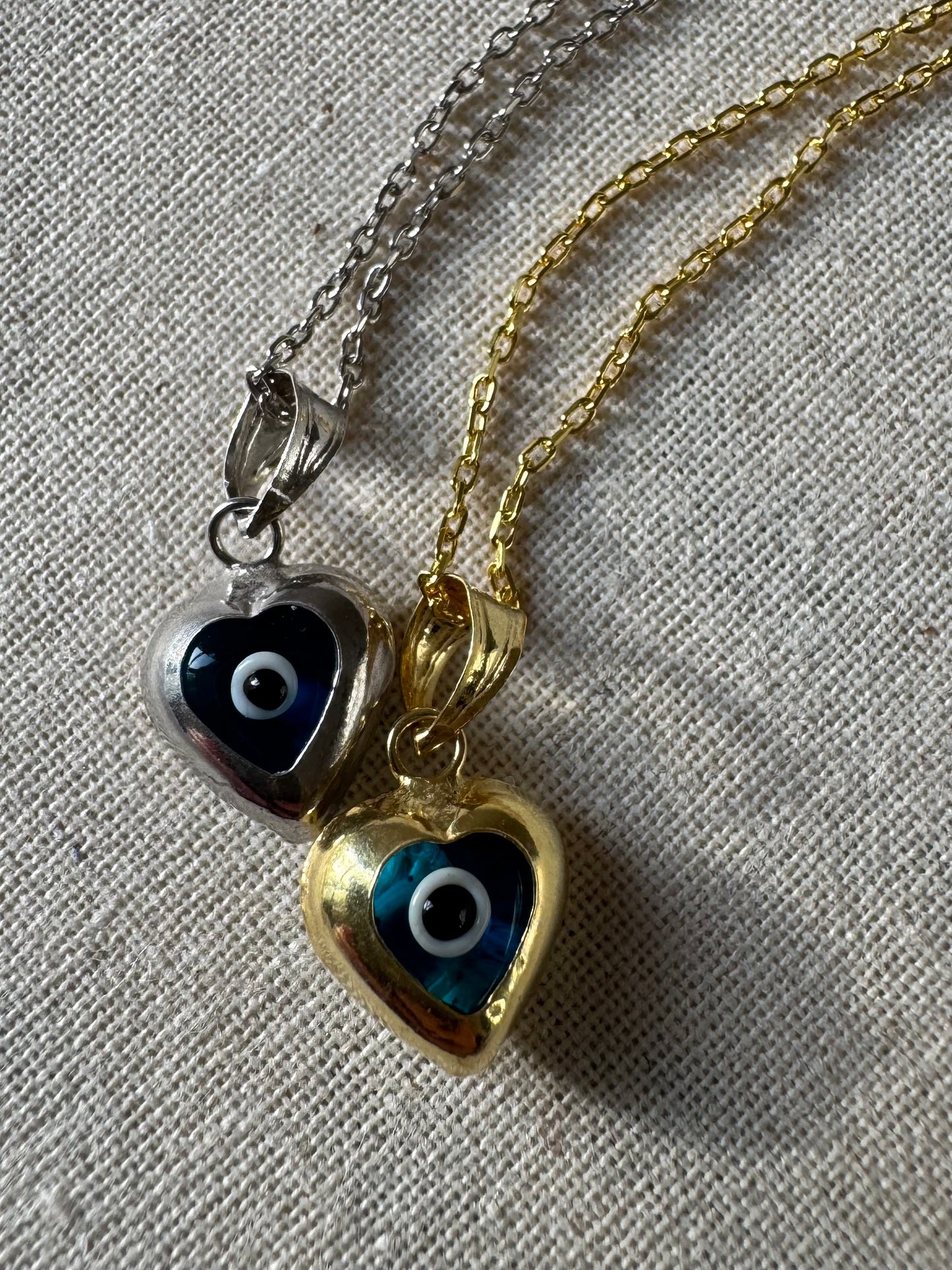 Heart evil eye necklace
