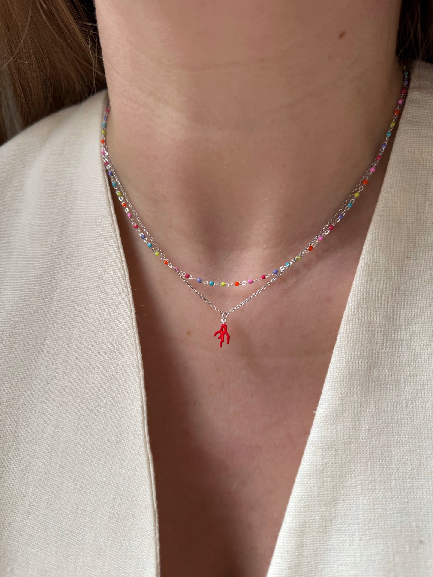 Coral Necklace – 925 Sterling Silver