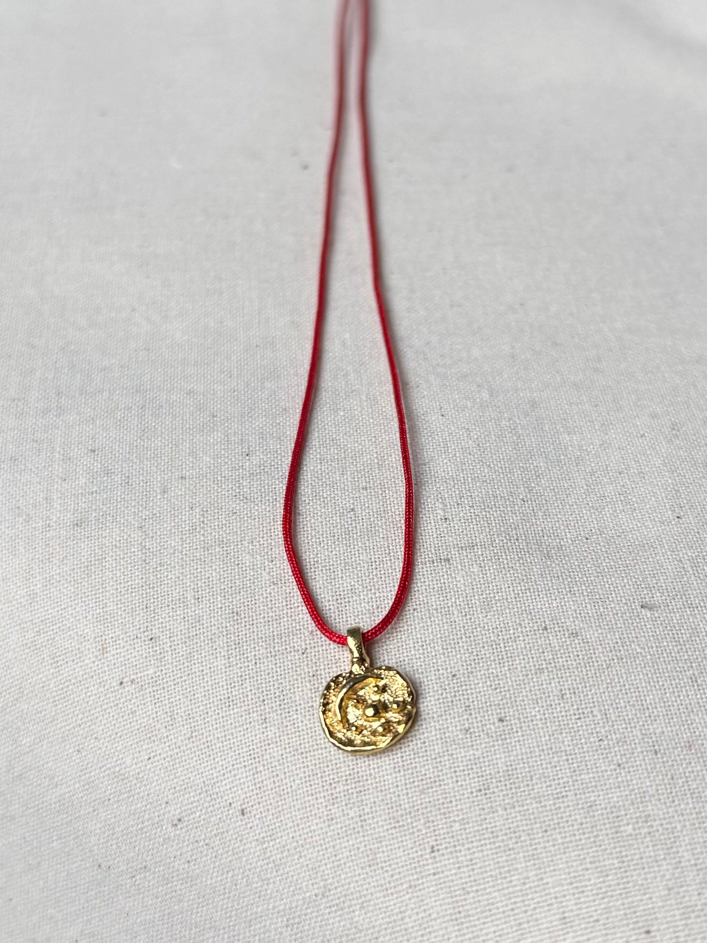 Sun, Eye & Moon Red String Necklace