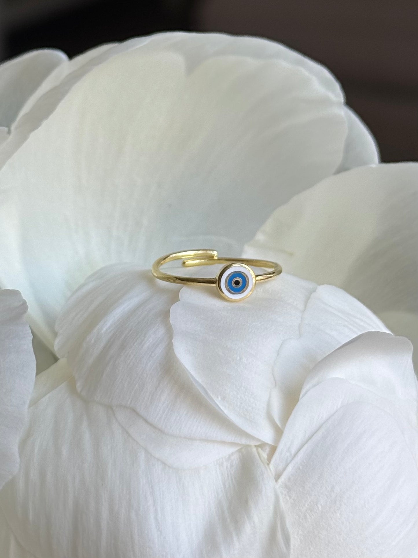 Minimal evil eye ring