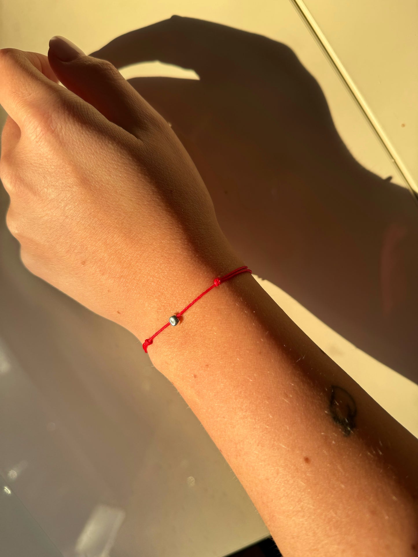 Red String Bracelet with Sterling Silver Bead
