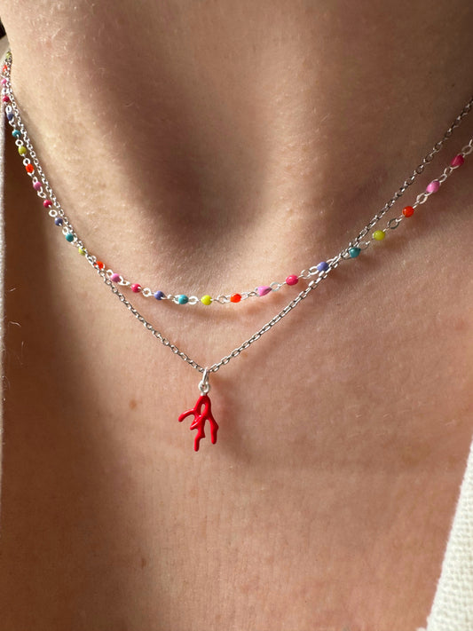 Coral Necklace – 925 Sterling Silver