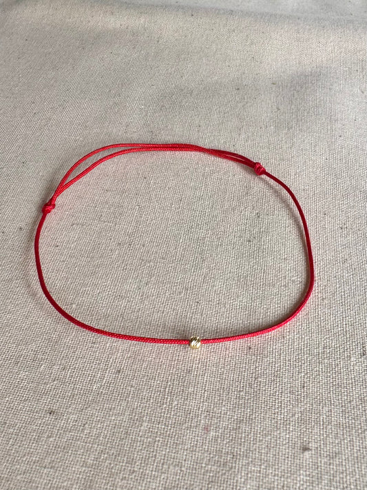 Silver bead minimal red bracelet