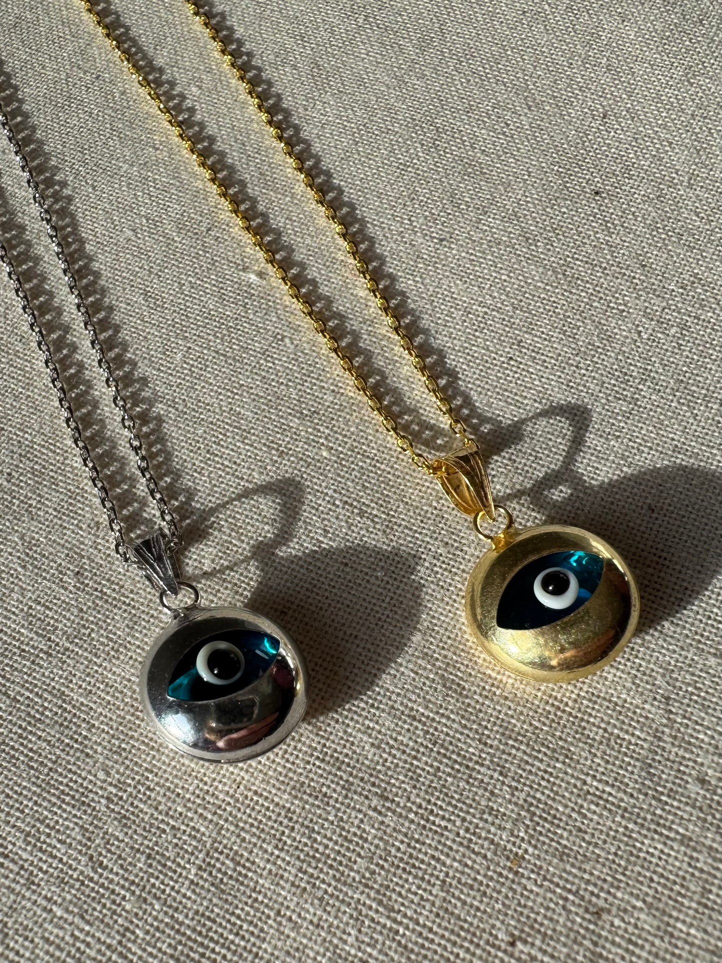 Round Evil Eye glass necklace