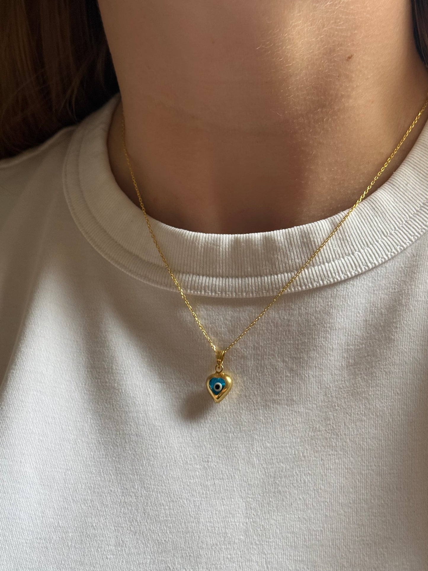 Heart evil eye necklace