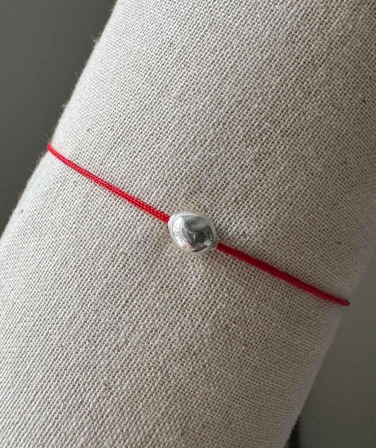 Red String Bracelet – 925 Sterling Silver Nugget Charm