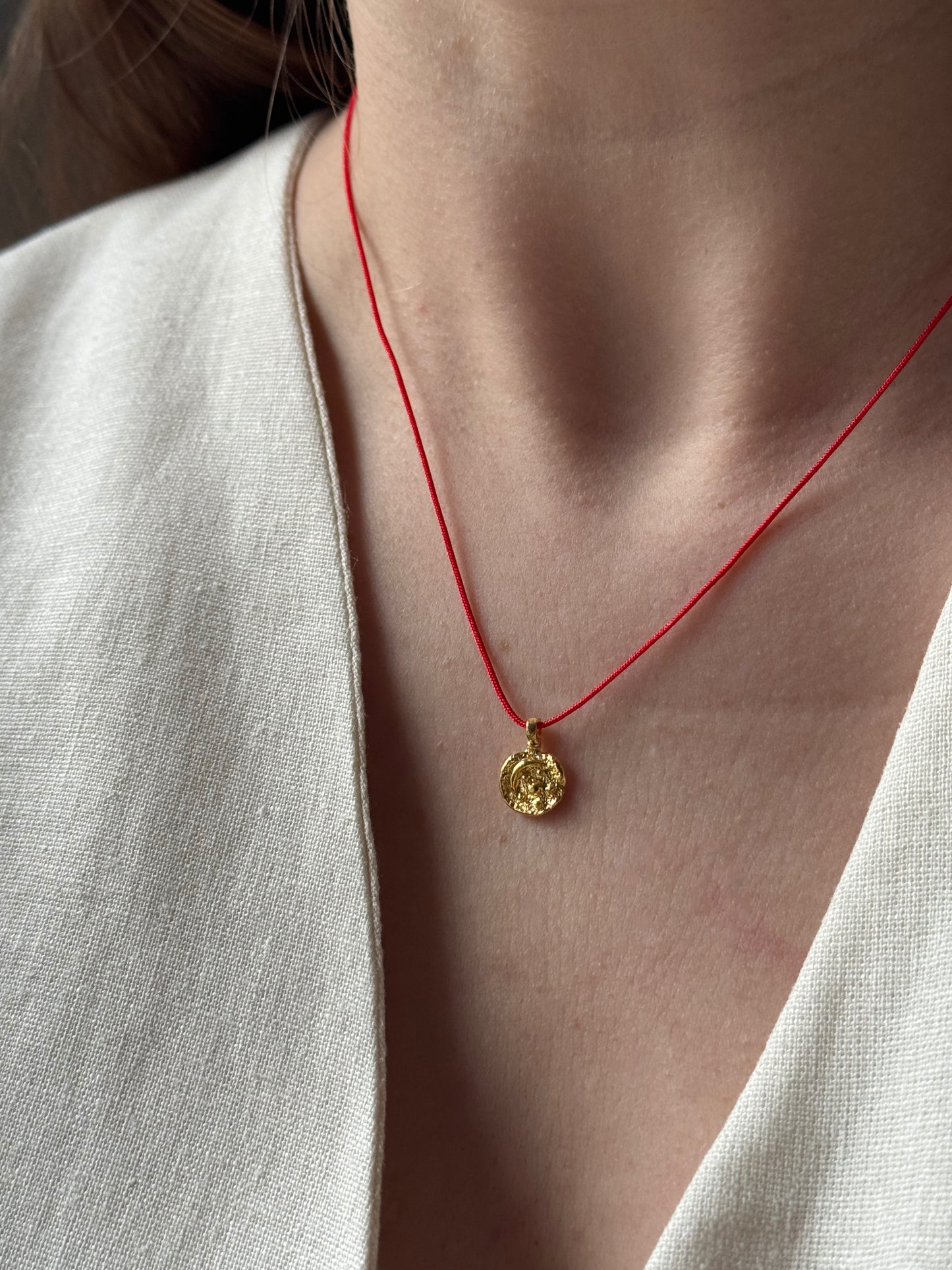 Sun, Eye & Moon Red String Necklace