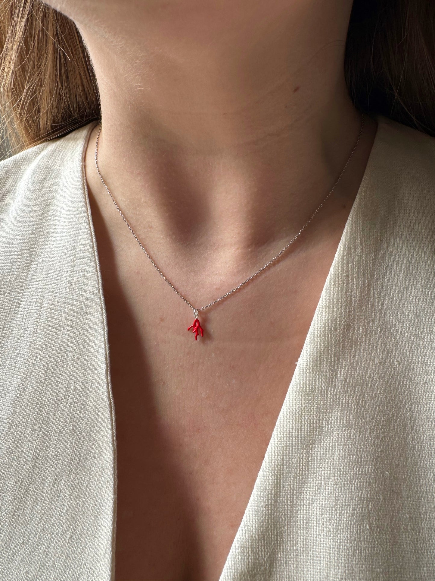 Coral Necklace – 925 Sterling Silver