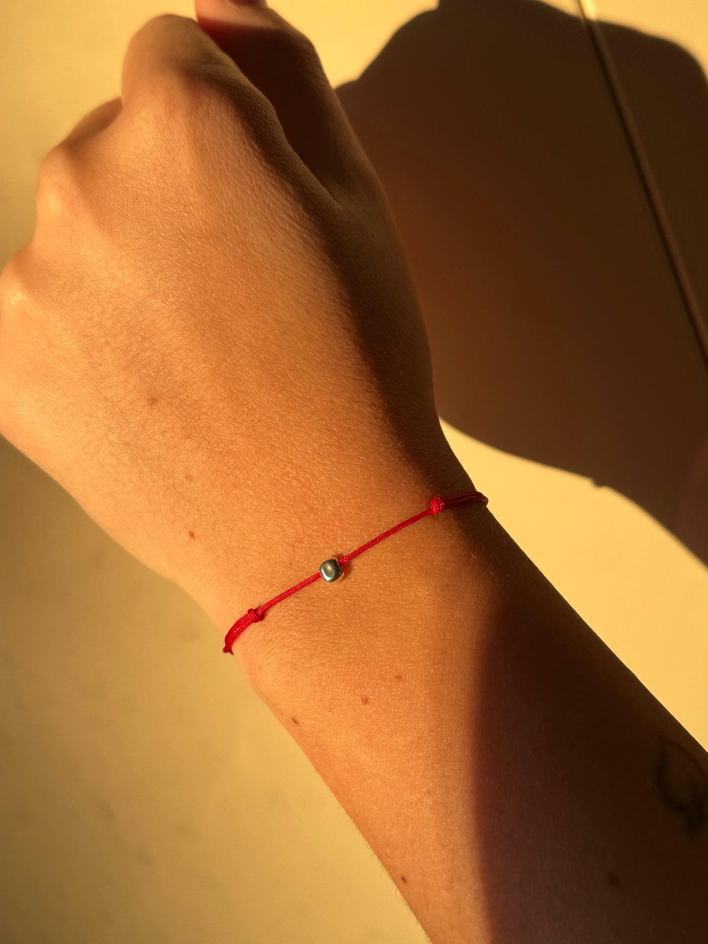 Red String Bracelet with Sterling Silver Bead