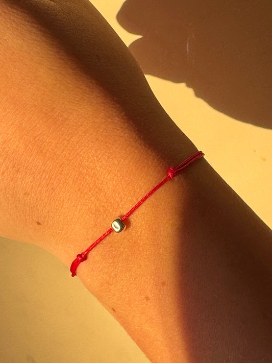 Red String Bracelet with Sterling Silver Bead