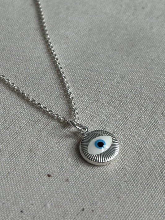 Sterling silver evil eye medallion
