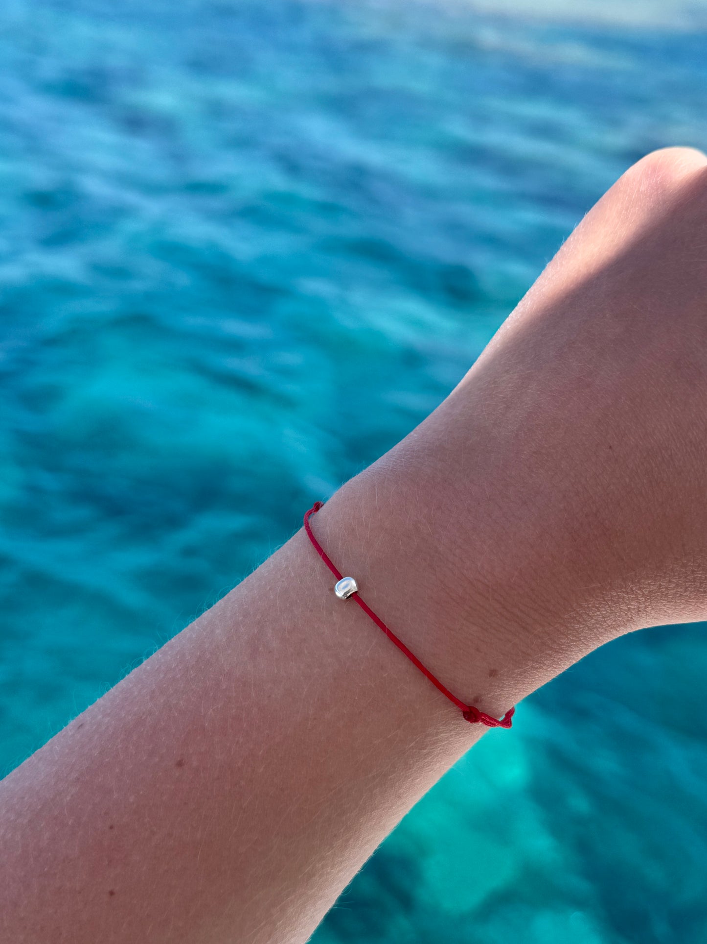 Red String Bracelet with Sterling Silver Bead