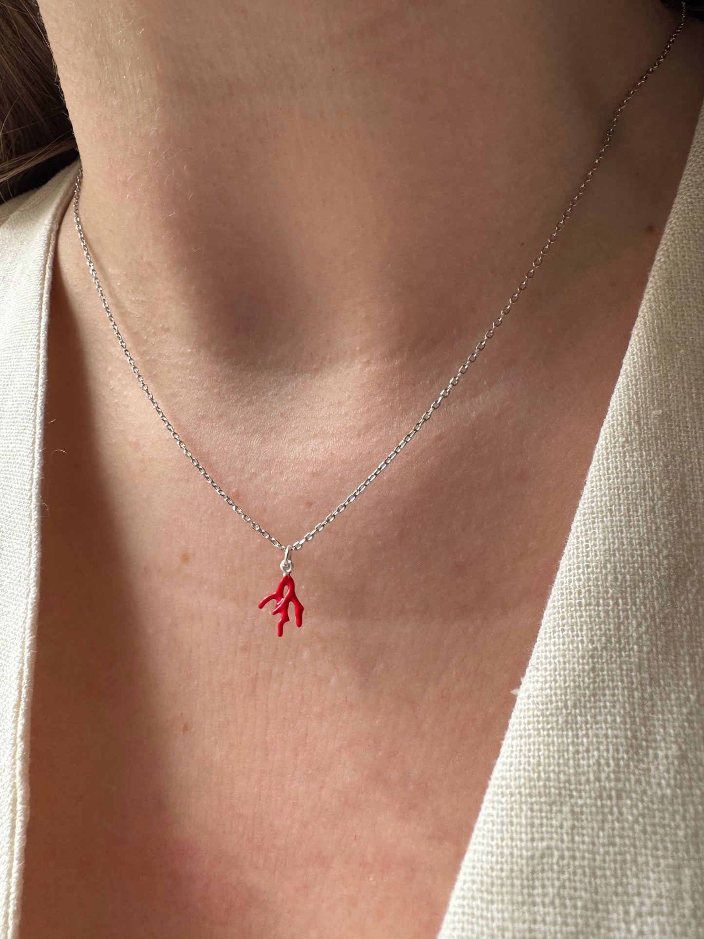 Coral Necklace – 925 Sterling Silver