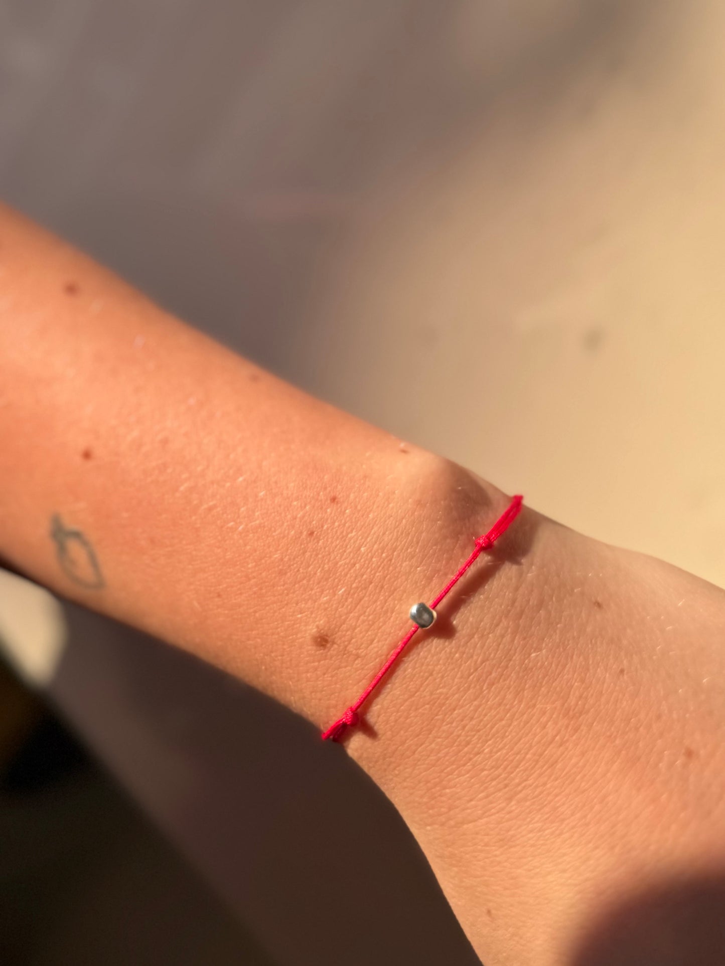 Red String Bracelet with Sterling Silver Bead