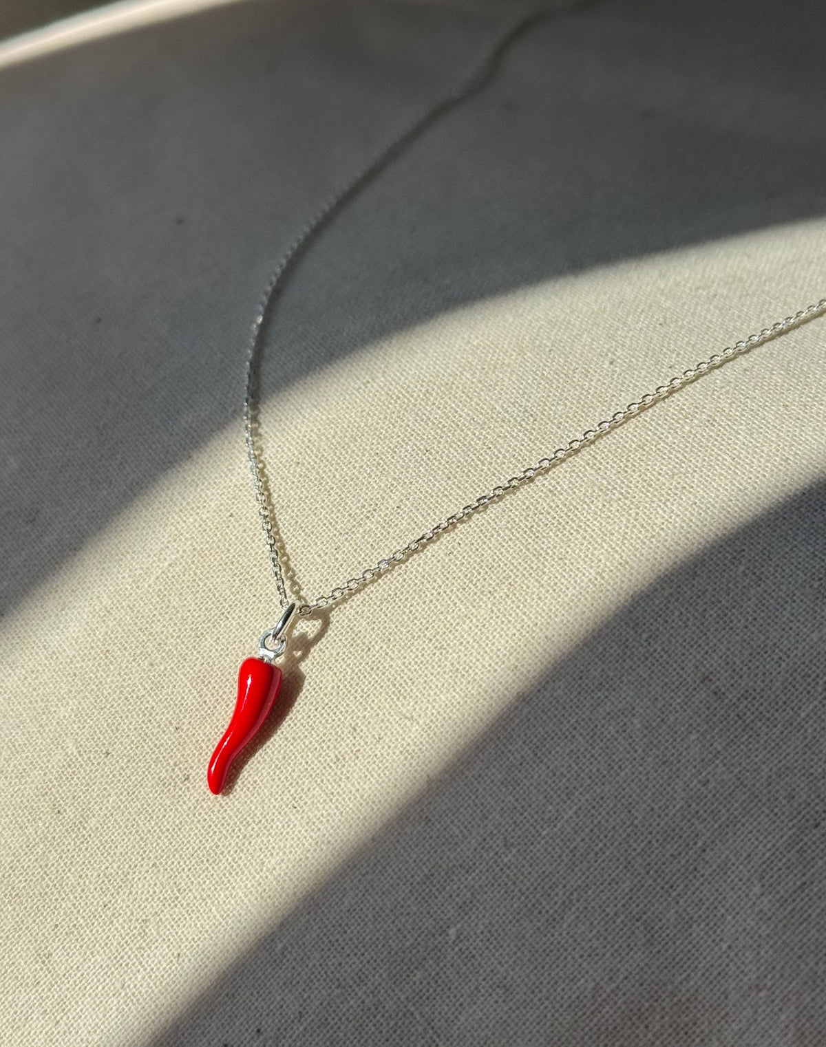 Red Chili Pepper Necklace – 925 Sterling Silver Cornicello Charm