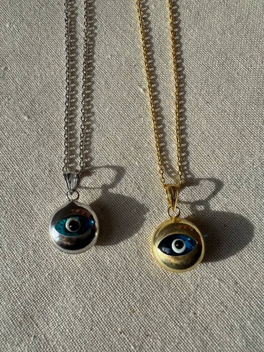Round Evil Eye glass necklace