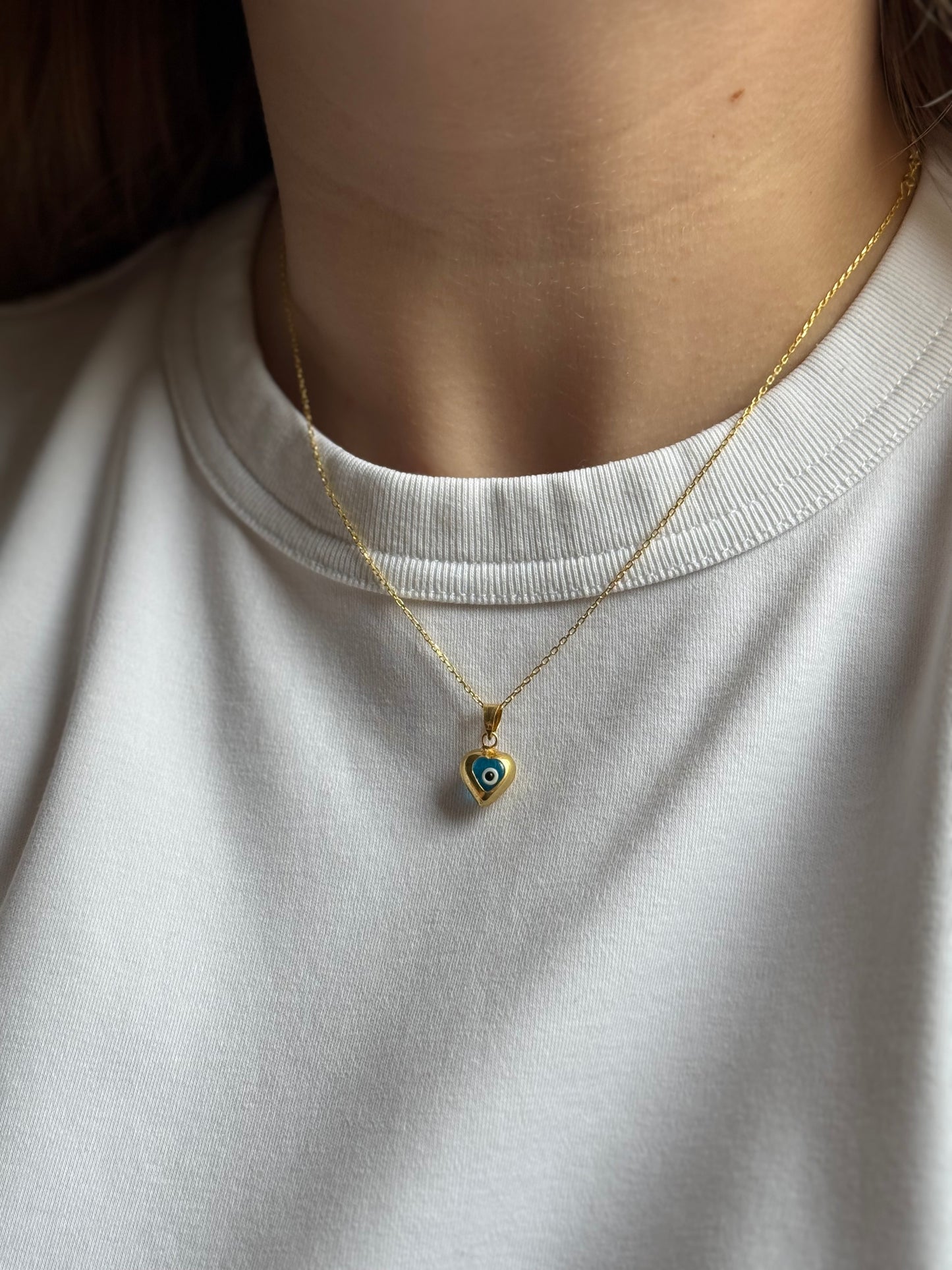 Heart evil eye necklace