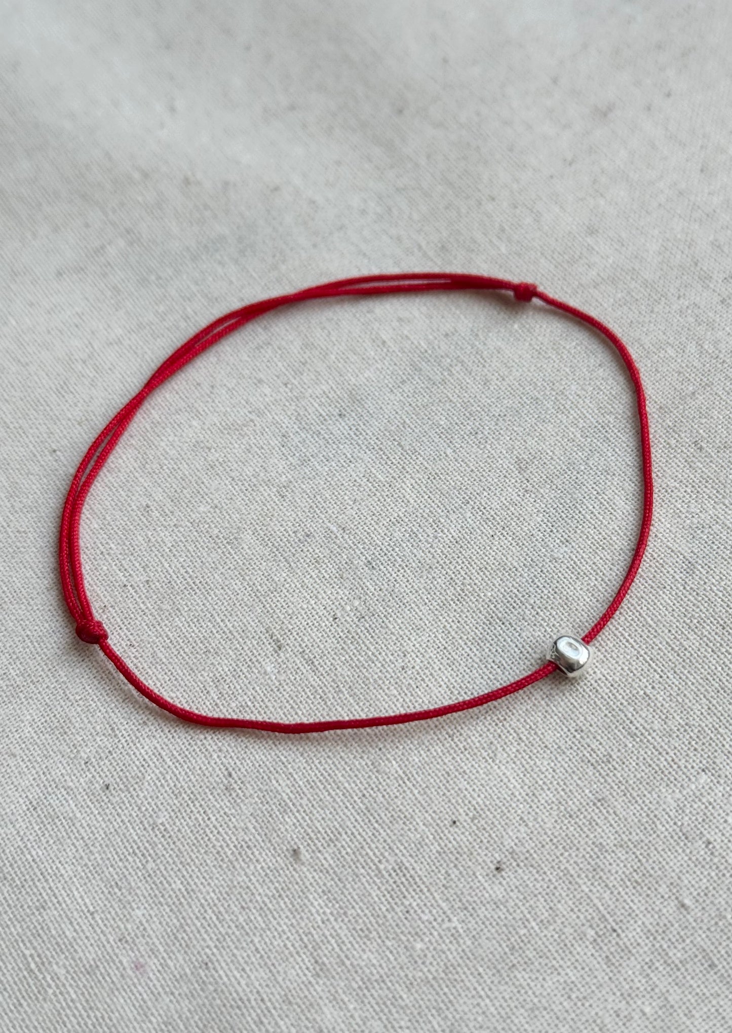 Red String Bracelet with Sterling Silver Bead