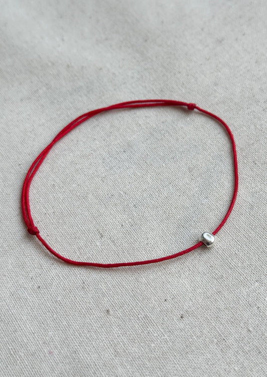 Red String Bracelet with Sterling Silver Bead