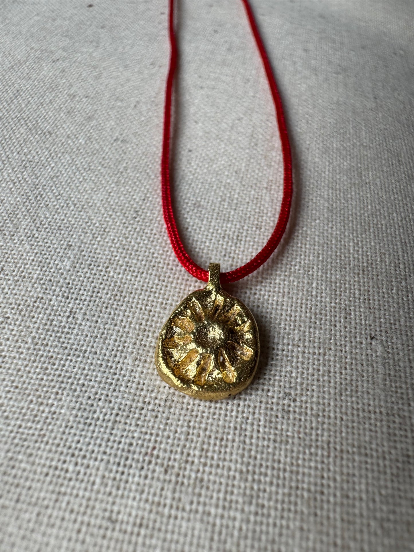 Sun, Eye & Moon Red String Necklace