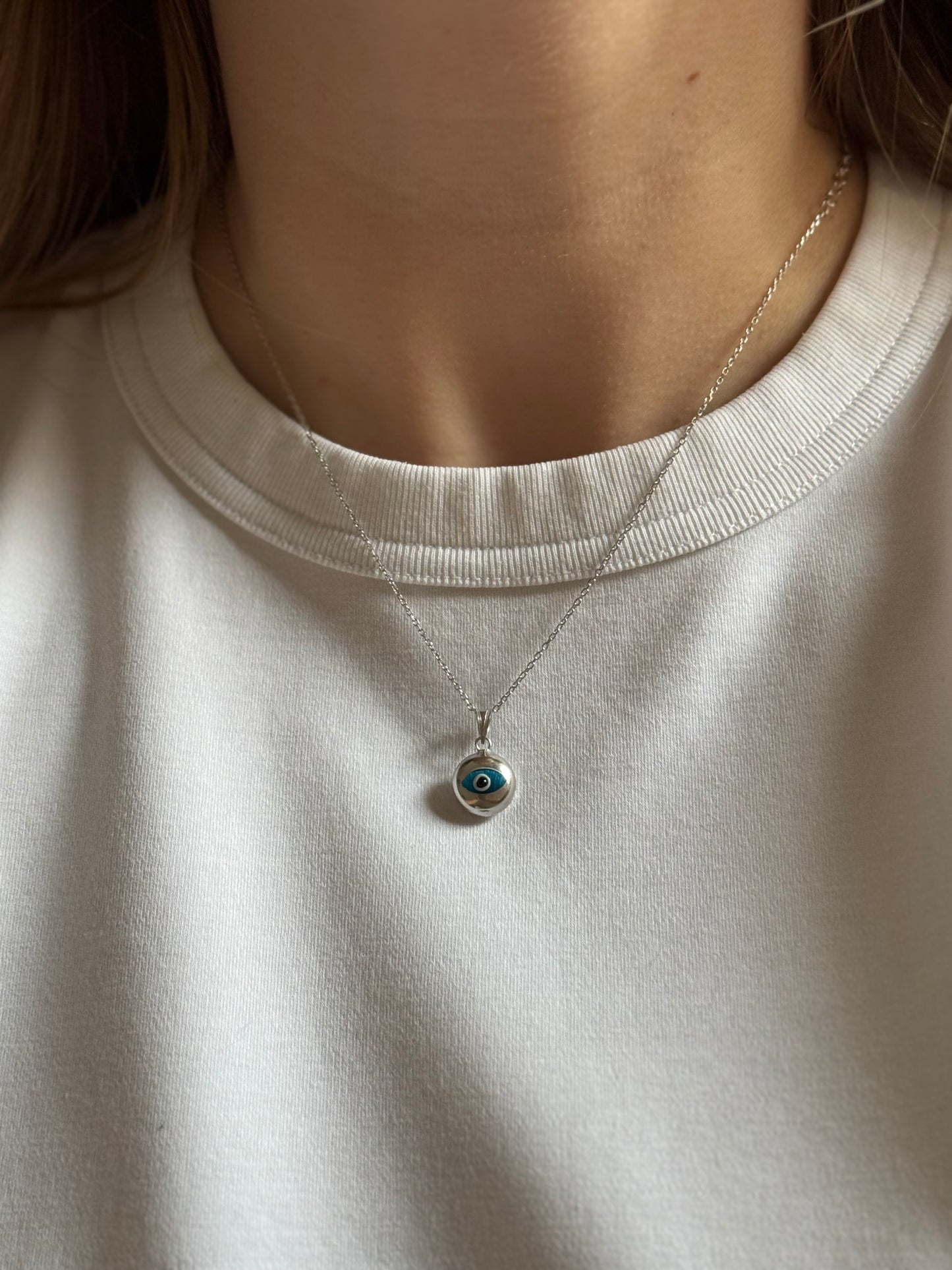 Round Evil Eye glass necklace
