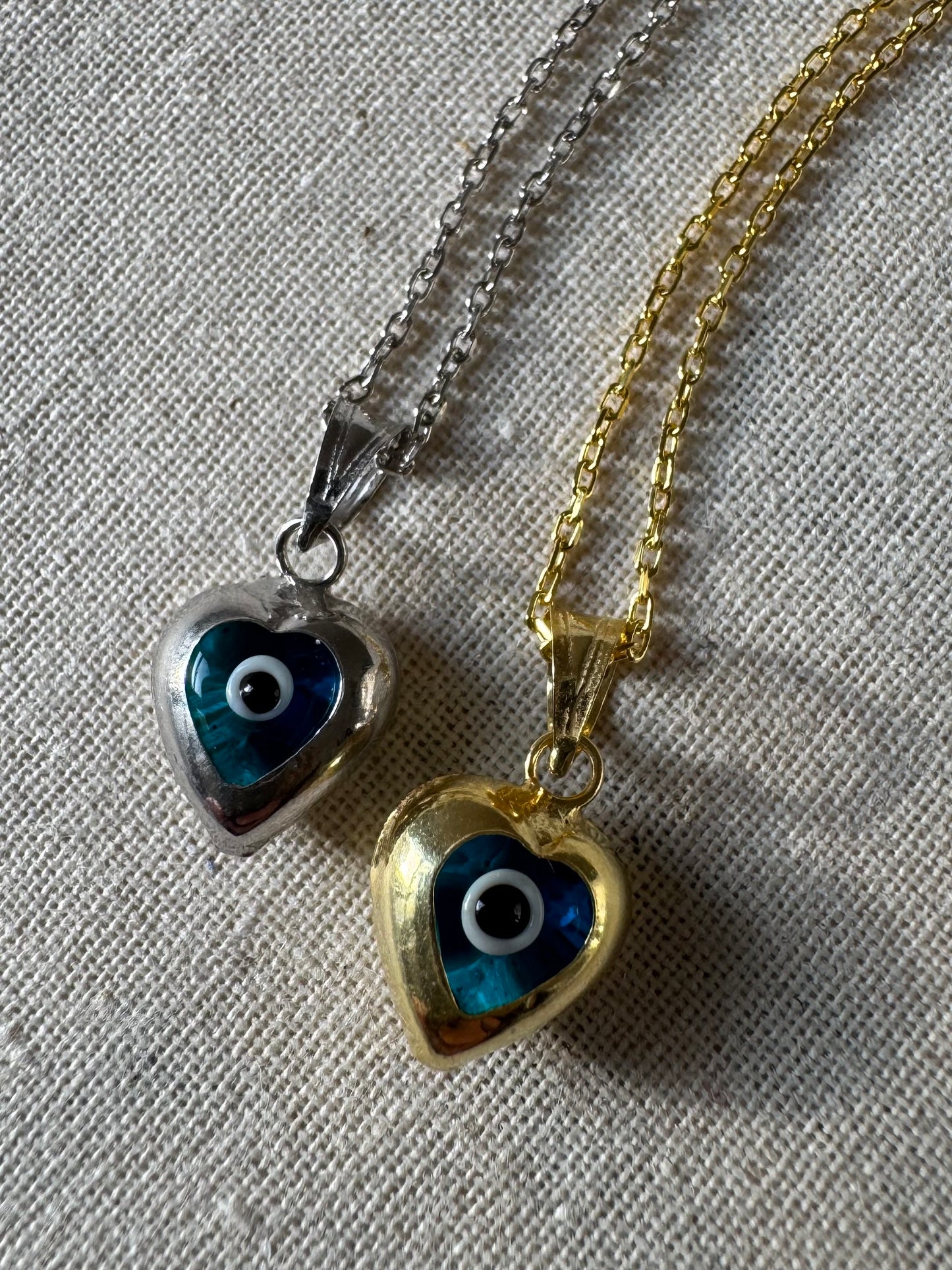 Heart evil eye necklace