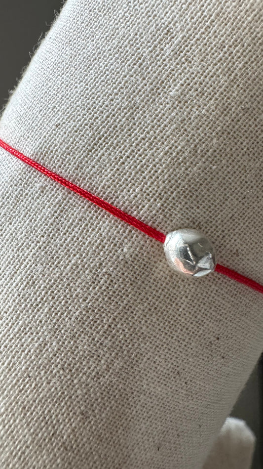 Red String Bracelet – 925 Sterling Silver Nugget Charm