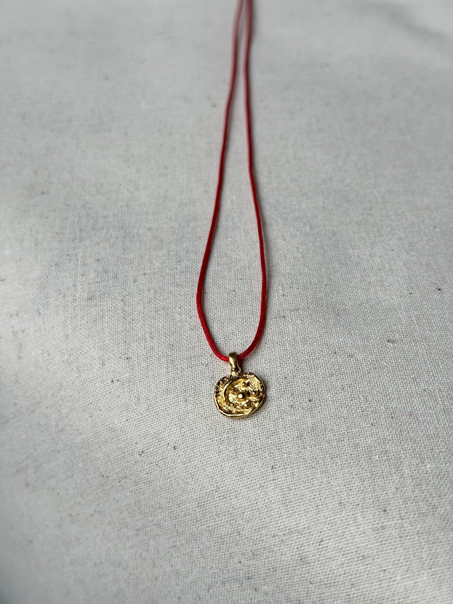 Sun, Eye & Moon Red String Necklace