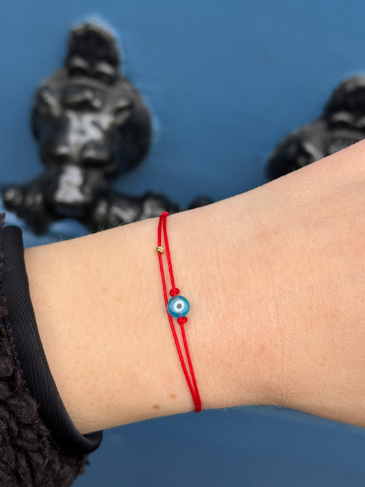 Dual cord evil eye bracelet