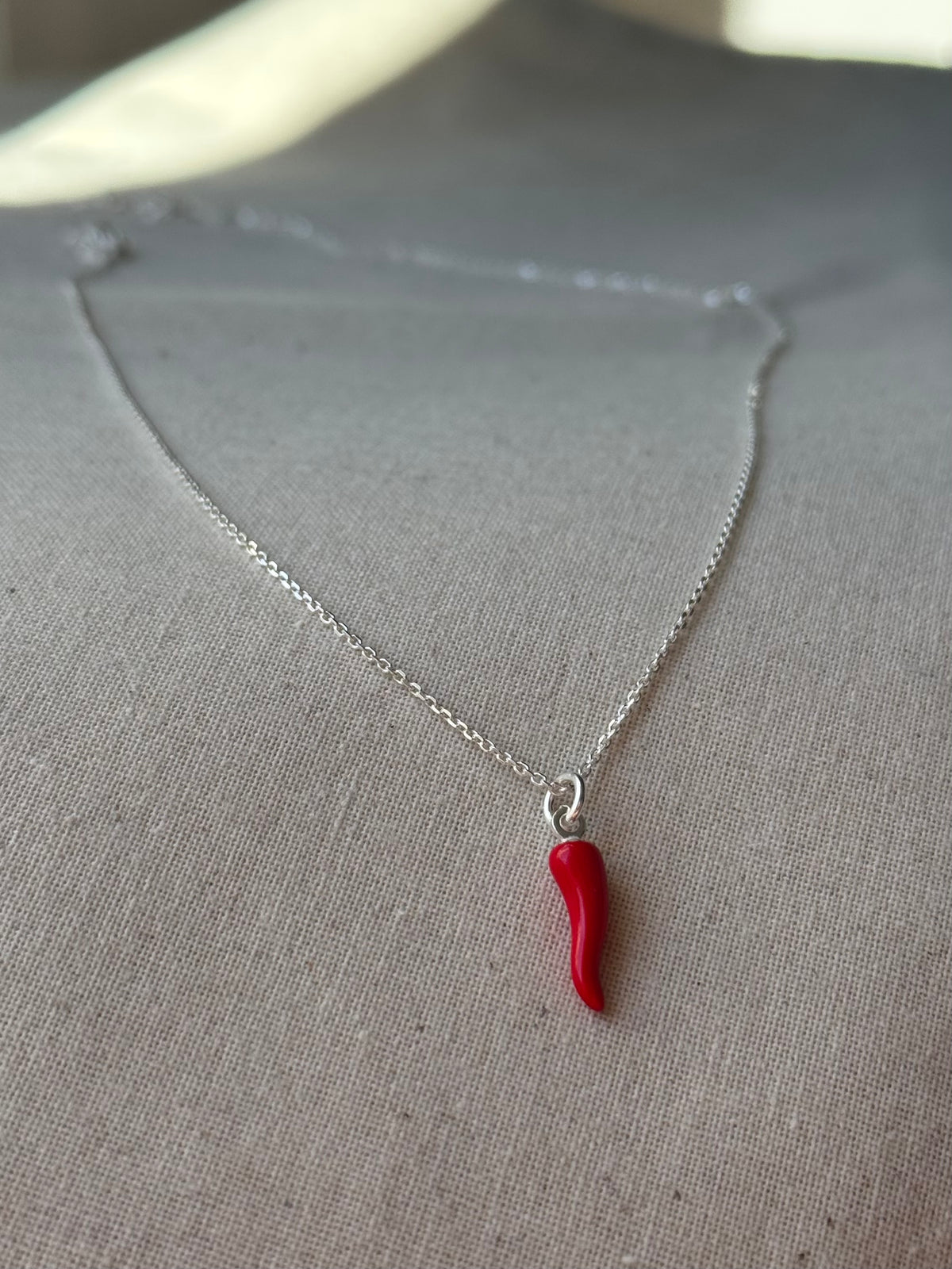 Red Chili Pepper Necklace – 925 Sterling Silver Cornicello Charm